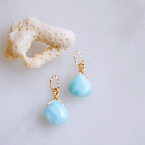 k18YG》ラリマー フープピアス チャーム Jojuly Laima ピアス（フック