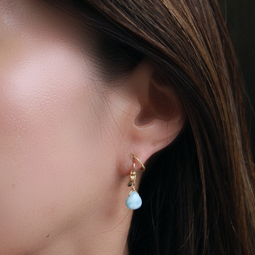 k18YG》ラリマー フープピアス チャーム Jojuly Laima ピアス（フック