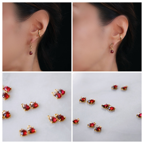 ガーネット(18kgp枠留)ピアスチャーム Jojuly Laima ピアス（フープ