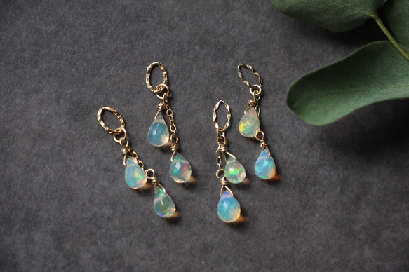 14kgf /k18YG》ご選択:プレシャスオパール シャンデリアピアスチャーム  