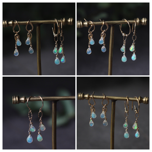 14kgf /k18YG》ご選択:プレシャスオパール シャンデリアピアス