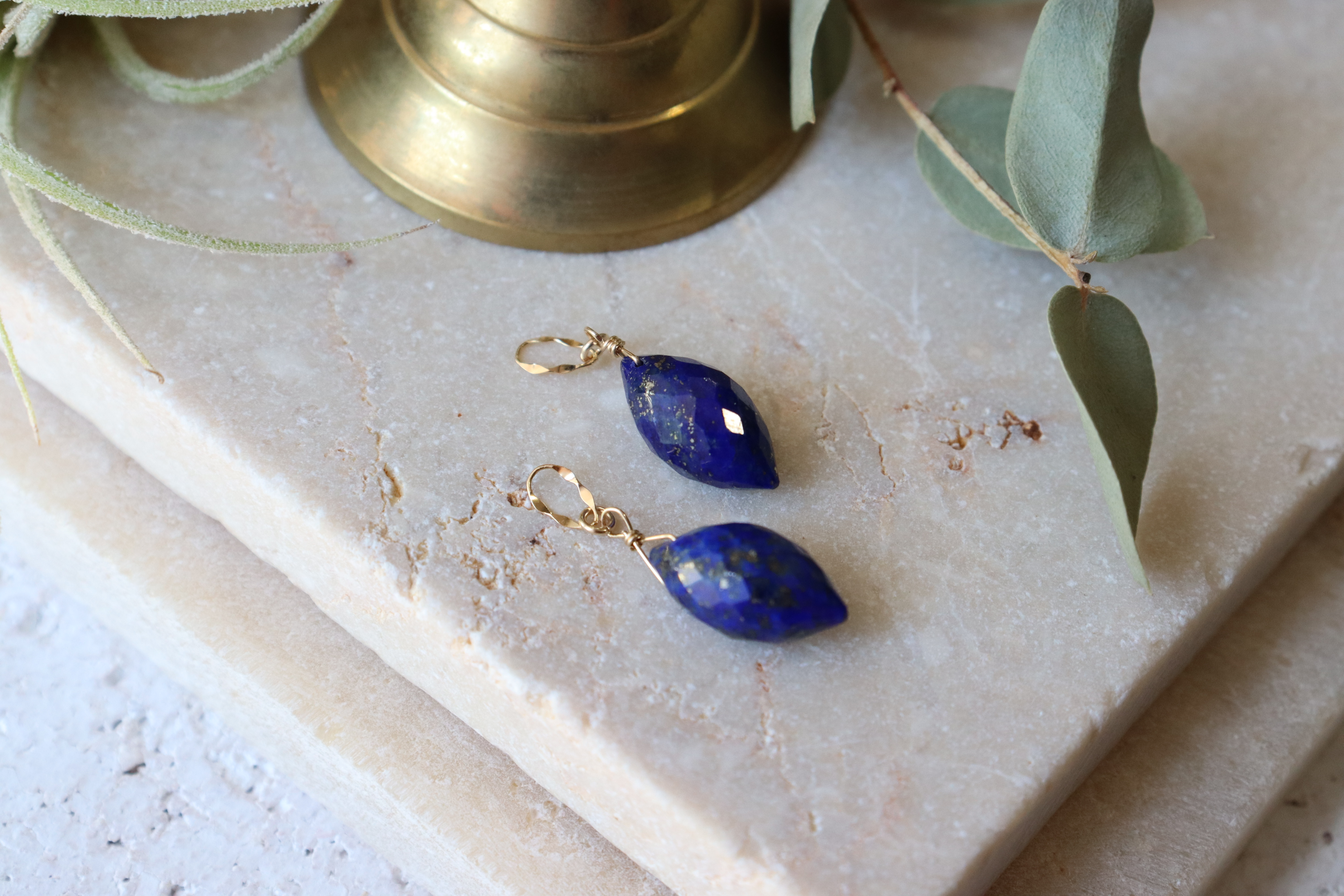 k18飾りカン》ぷっくりラピスラズリチャーム Jojuly Minerva ピアス