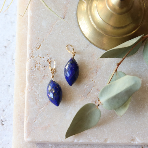 k18 ラピスラズリ チャーム k18 ラピスラズリ チャーム k18飾りカン》ぷっくりラピスラズリ