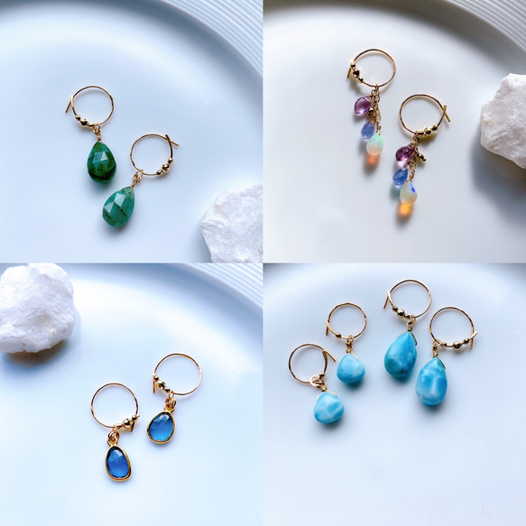 k18&k10  《0.7mm》フック/フープ  ピアス  Jojuly luna Ⅲ 7枚目の画像