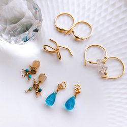 14kgf プルーアパタイト&ムーンストーン ピアスピアスチャーム