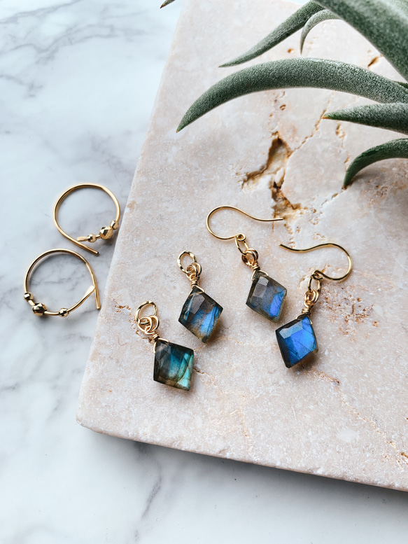 ラブラドライト ピアスチャーム K10ラブラドライトピアスチャーム