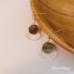 『MurmurEar咬耳朵』咖啡色醋酸片金屬造型耳環_限量1對_可改夾 第1張的照片