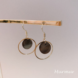 『MurmurEar咬耳朵』咖啡色醋酸片金屬造型耳環_限量1對_可改夾 第2張的照片