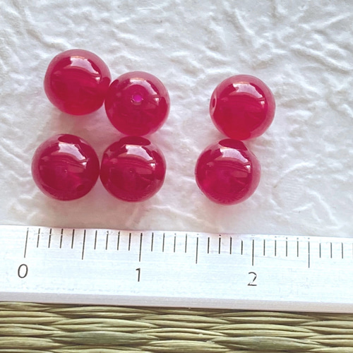 コランダム ルビーカラー ビーズ 6ミリ 6個セット sb1947 天然石 pinky