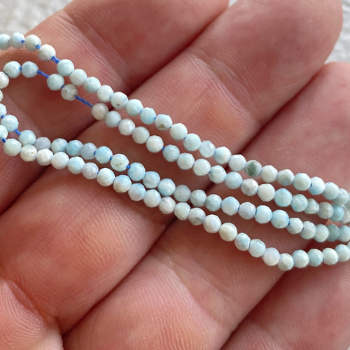 ラリマー　連材　２連 ラリマー 多面カット ビーズ 2ミリ 連 sb1948 天然石 pinky 通販