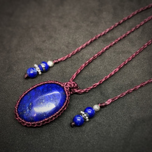 ♡ラピスラズリマクラメネックレス ラピスラズリ／マクラメペンダント | 天然石＋マクラメアクセサリーの