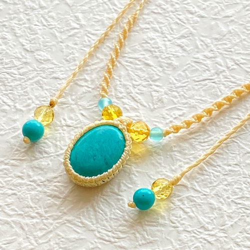 チベット産ターコイズ マクラメネックレス ハンドメイドキット k53