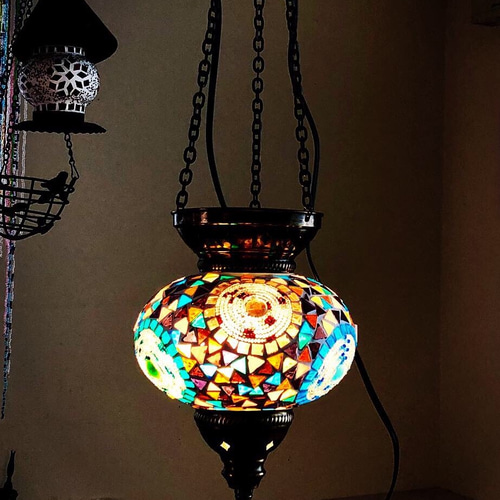 トルコガラスペンダントライト 3灯 トルコガラスペンダントライト 3灯 トルコランプ3本チェーン吊り下げ