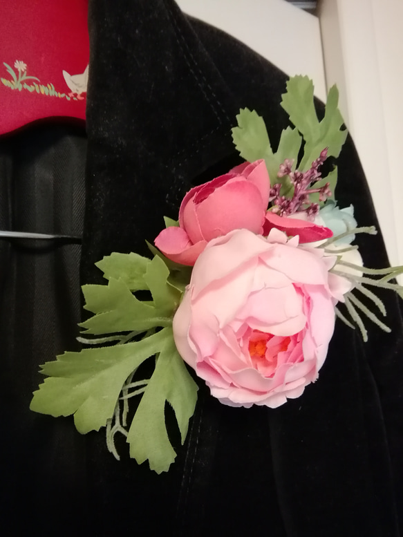 アンティーク調コサージュ ピンク系 水色　　卒業式　入学式　結婚式 2枚目の画像