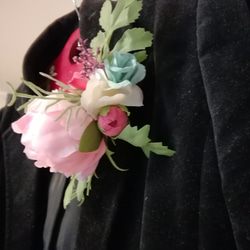 アンティーク調コサージュ ピンク系 水色　　卒業式　入学式　結婚式 3枚目の画像