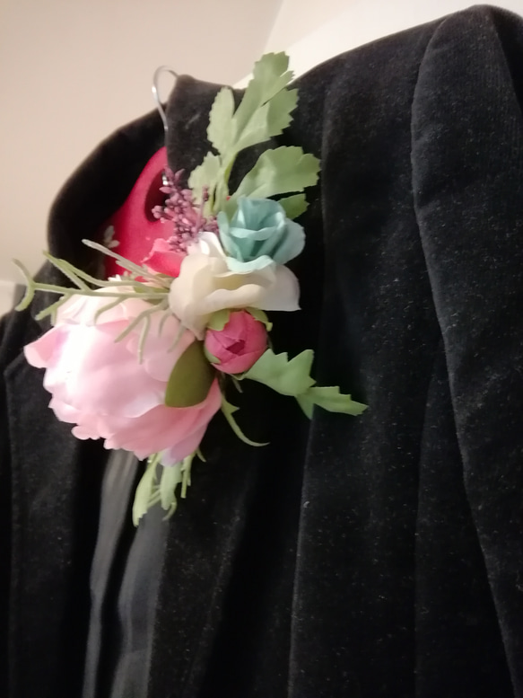 アンティーク調コサージュ ピンク系 水色　　卒業式　入学式　結婚式 3枚目の画像