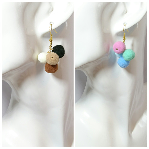 小さなフェルトボールのポンポンピアス(イヤリング) ピアス（フック  