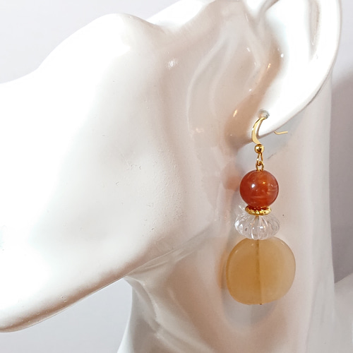 天然石風マーブルビーズとアクリルビーズのピアス(イヤリング) ピアス