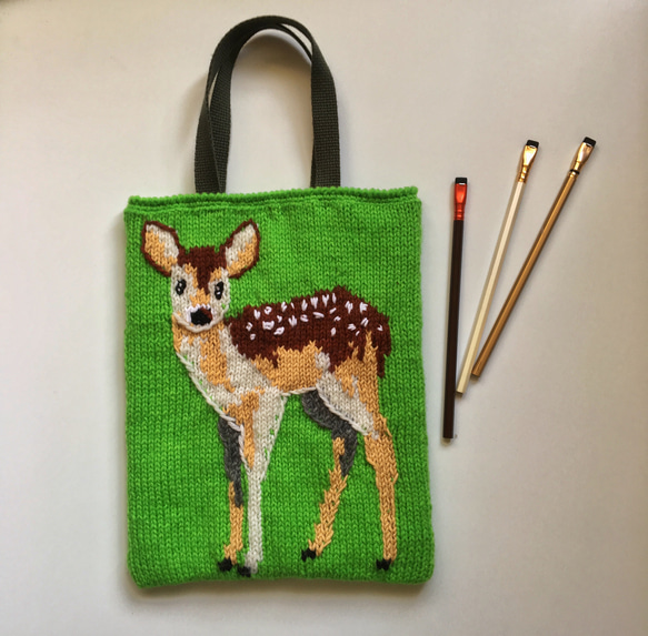 綠色小鹿編織包(接單訂製) 第1張的照片