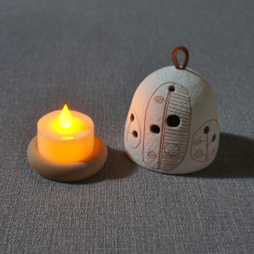小さなあかり －テラコッタのキャンドルホルダー キャンドル