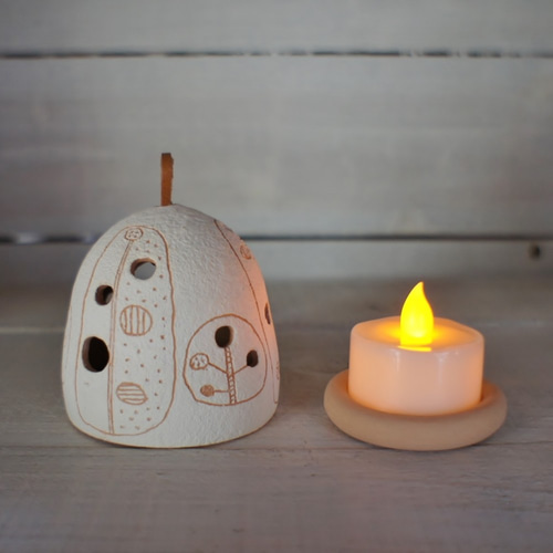 小さなあかり －テラコッタのキャンドルホルダー キャンドル
