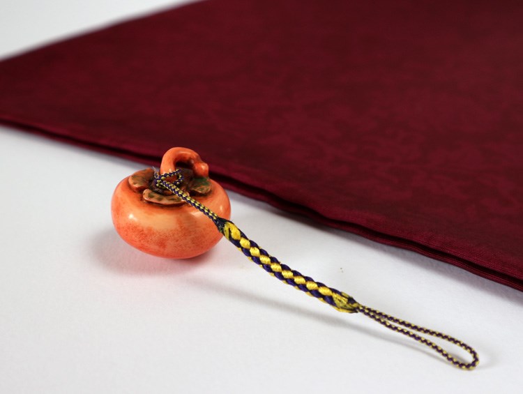 美品 ◆希少 花模様 大正時代！鹿の角 1920年頃 根付け