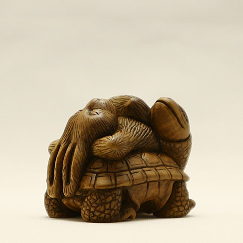 根付 柘植（黄楊・つげ）「 ちょっと ひと休み 」□光斎 その他