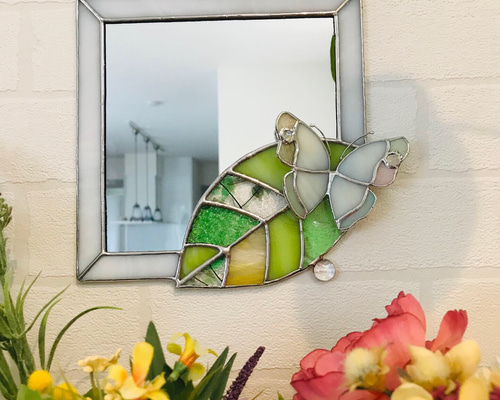 Leaf＆Butterfly mirror(葉と蝶のかけ鏡) タペストリー・壁掛け