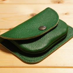 ミニ財布 本革製 カードケース付き小銭入れ グリーン BW3GR 緑 コインケース 牛革 コンパクト財布 BOSSA 2枚目の画像