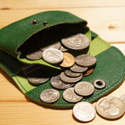 ミニ財布 本革製 カードケース付き小銭入れ グリーン BW3GR 緑 コインケース 牛革 コンパクト財布 BOSSA 5枚目の画像