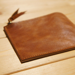 本革製 L字ファスナー 財布 BCL4LB ライトブラウン スリム 薄型 茶色 2枚目の画像