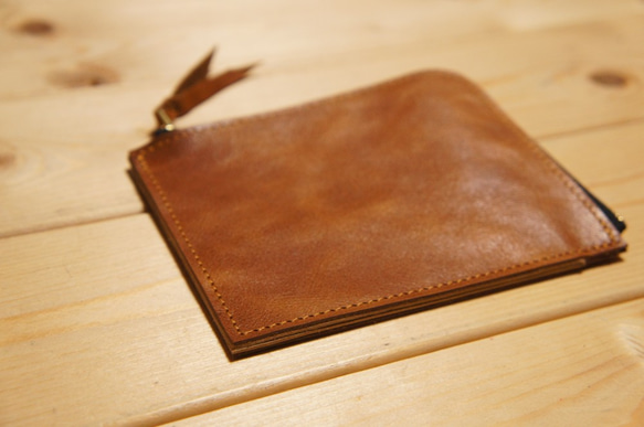 本革製 L字ファスナー 財布 BCL4LB ライトブラウン スリム 薄型 茶色 2枚目の画像