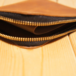 本革製 L字ファスナー 財布 BCL4LB ライトブラウン スリム 薄型 茶色 6枚目の画像