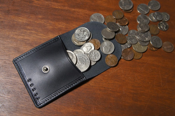 ヌメ革製 シンプル スクエア コインケース ブラック 小銭入れ 財布 本革製 牛革製 BC1 2枚目の画像