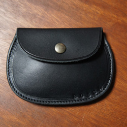 ヌメ革製 シンプル 大きい コインケース ブラック 小銭入れ 財布 本革 牛革 BC5 1枚目の画像