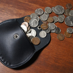ヌメ革製 シンプル 大きい コインケース ブラック 小銭入れ 財布 本革 牛革 BC5 3枚目の画像