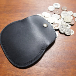 ヌメ革製 シンプル 大きい コインケース ブラック 小銭入れ 財布 本革 牛革 BC5 4枚目の画像