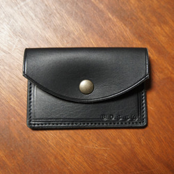 ヌメ革製 シンプル カードケース CC1 ブラック 黒色 カード入れ 本革 牛革 1枚目の画像