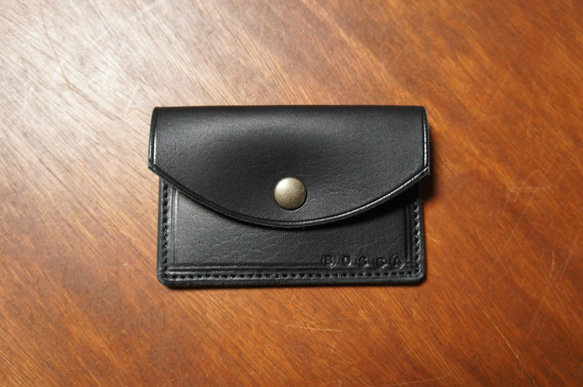 ヌメ革製 シンプル カードケース CC1 ブラック 黒色 カード入れ 本革 牛革 1枚目の画像