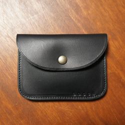 ヌメ革製 シンプル 大きい カード入れ ブラック コインケース 小銭入れ 財布 本革 BC6 1枚目の画像