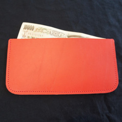 本革製 シンプルスリムな札入れ BS1 赤色 薄型 財布 牛革製 日本製 長財布 小銭入れなし 2枚目の画像