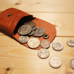 BOSSA テラコッタ色 シンプル ラウンド型 コインケース 小銭入れ メンズ コインパース 財布 本革 5枚目の画像