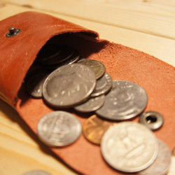 BOSSA テラコッタ色 シンプル ラウンド型 コインケース 小銭入れ メンズ コインパース 財布 本革 6枚目の画像
