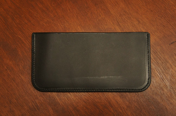 BOSSA シンプル スリムなカード入れ付き札入れ BS2 黒 財布 本革 ヌメ革 日本製 ブラック 長財布 3枚目の画像