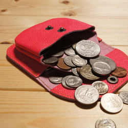 再販 ミニ財布 本革製 カードケース付き小銭入れ ピンク BW3PK2 コインケース 牛革 コンパクト財布 BOSSA 5枚目の画像