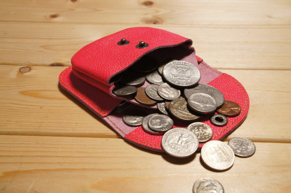 再販 ミニ財布 本革製 カードケース付き小銭入れ ピンク BW3PK2 コインケース 牛革 コンパクト財布 BOSSA 5枚目の画像