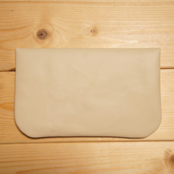 BOSSA N019 本革製スリムなポーチ アイボリー色 薄型 小物入れ マルチケース マルチポーチ 5枚目の画像