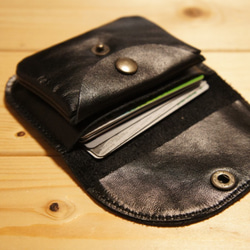 再販 ミニ財布 牛革製 カードケース付き小銭入れ ブラック BW3BK 本革製 黒色 コインケース コンパクト財布 4枚目の画像