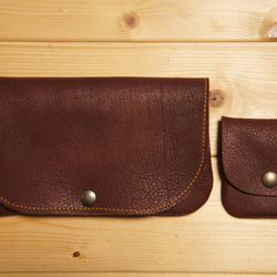 本革製 ほっこりかわいい長財布と小銭入れの2点セット ココアブラウン色 N033 牛革製 2枚目の画像