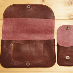 本革製 ほっこりかわいい長財布と小銭入れの2点セット ココアブラウン色 N033 牛革製 4枚目の画像